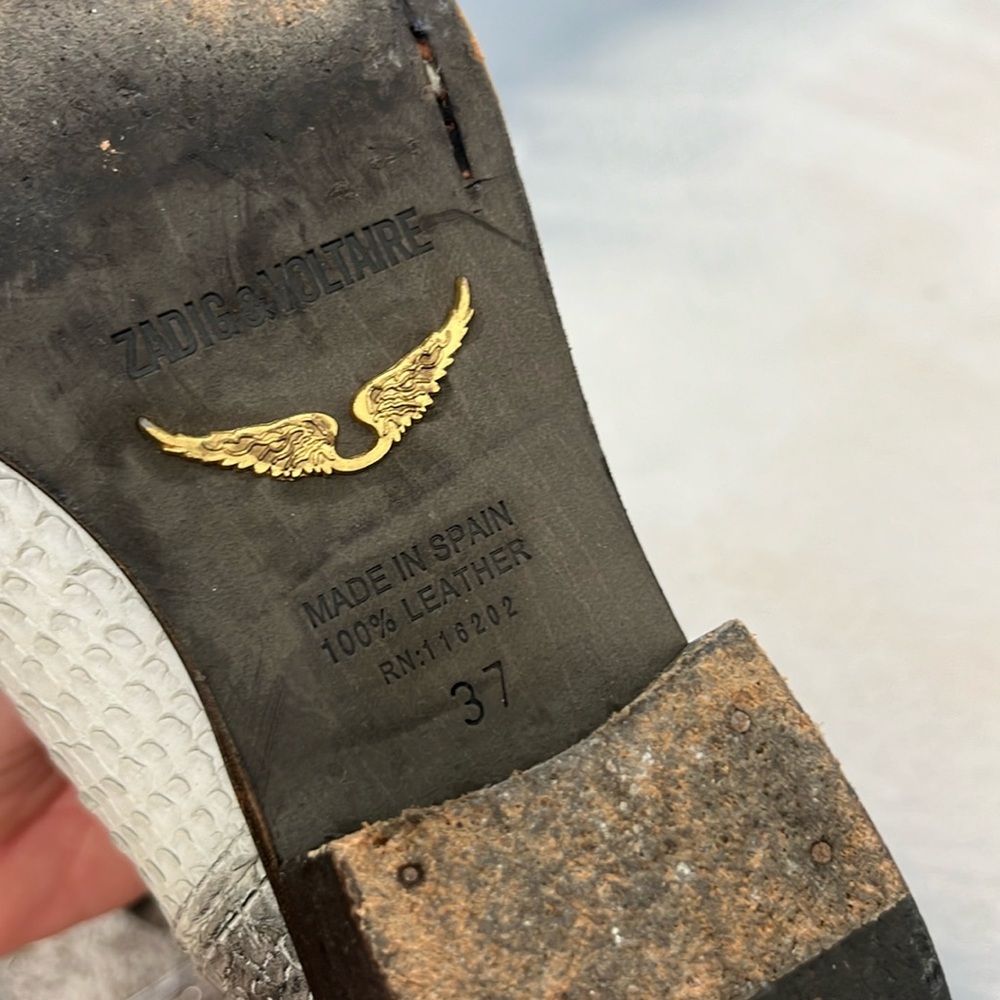 Zadig & Voltaire Teddy Flake White Leather Snake Print Zip Ankle Booties Boots - Picture 8 of 9